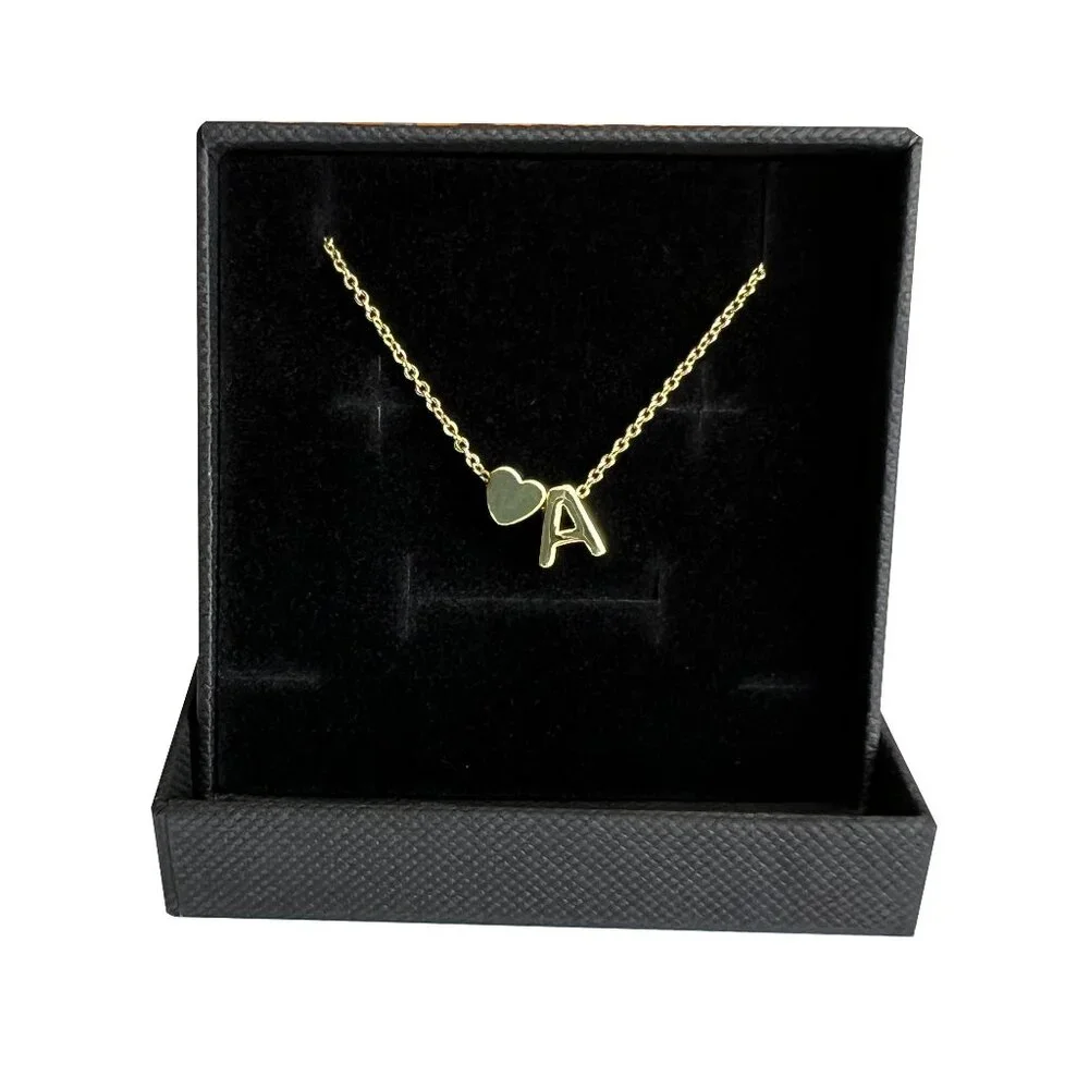 NEW 14K Gold Plated Gold Heart Initial Necklace Letter A Simple Cute 🎉 Host Pick - Picture 2 of 2